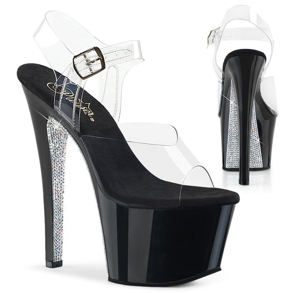 SKY-308CRS Plateau Sandaletten Schwarz/Silber von Pleaser