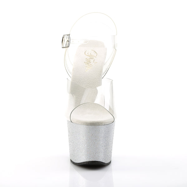 SKY-308MG Plateau Sandaletten Silber | Pleaser
