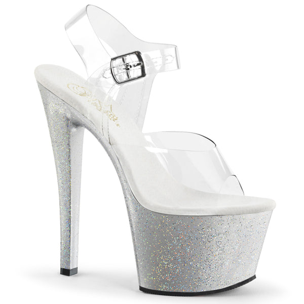 SKY-308MG Plateau Sandaletten Silber | Pleaser