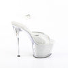 SKY-308PREM-RSNT Sandalette Plateauschuhe Silber Glitzer | Pleaser