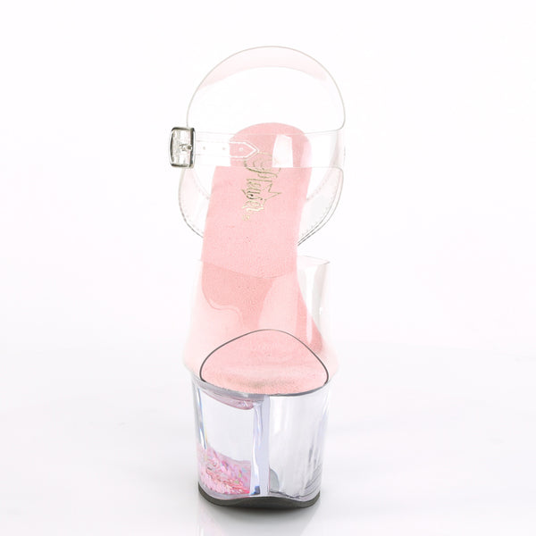 SKY-308WHG Plateau Sandaletten Transparent/Pink von Pleaser – Ansicht 2