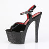 SKY-309 Plateau High-Heel Sandaletten Glitzernd Glänzend Schwarz von Pleaser – Ansicht 3