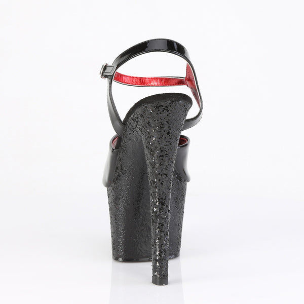 SKY-309 Plateau High-Heel Sandaletten Glitzernd Glänzend Schwarz von Pleaser – Ansicht 4