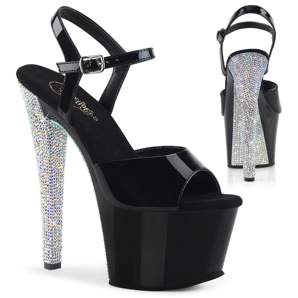 SKY-309CHRS Plateau Sandaletten Schwarz/Silber von Pleaser