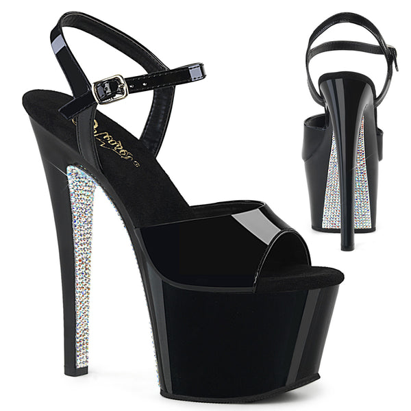 SKY-309CRS Plateau Sandaletten Schwarz/Silber von Pleaser