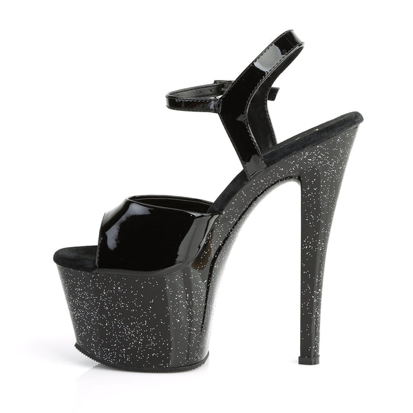 SKY-309MG Plateau Sandaletten Schwarz/Glitter von Pleaser – Ansicht 3