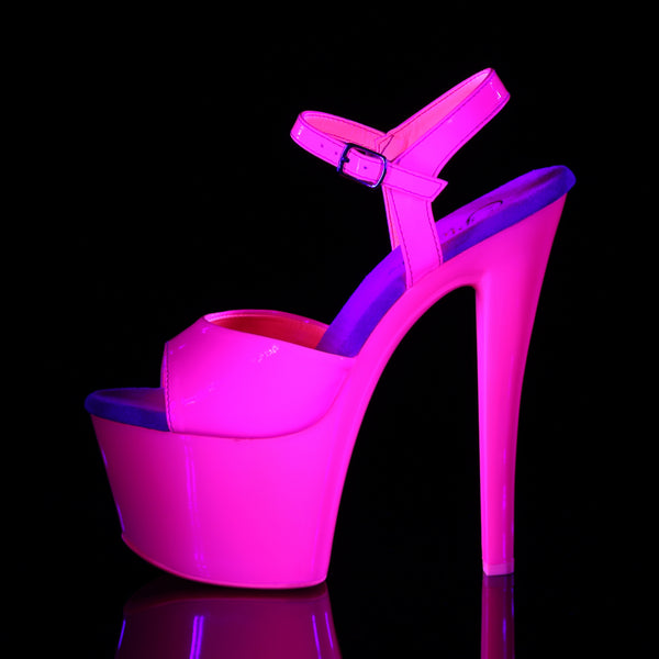 SKY-309UV Plateau Sandaletten Neon Pink UV von Pleaser – Ansicht 3