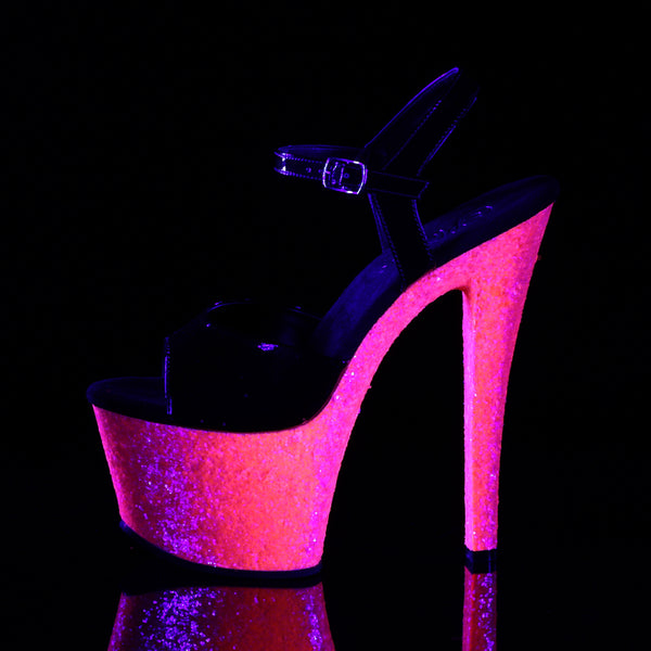 SKY-309UVLG Plateau Sandaletten - Schwarz/Neon Pink UV von Pleaser – Ansicht 3