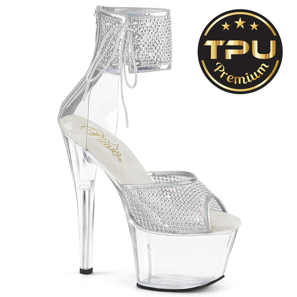 SKY-324PREM-RSNT Sandalette Plateauschuhe Transparent | Pleaser