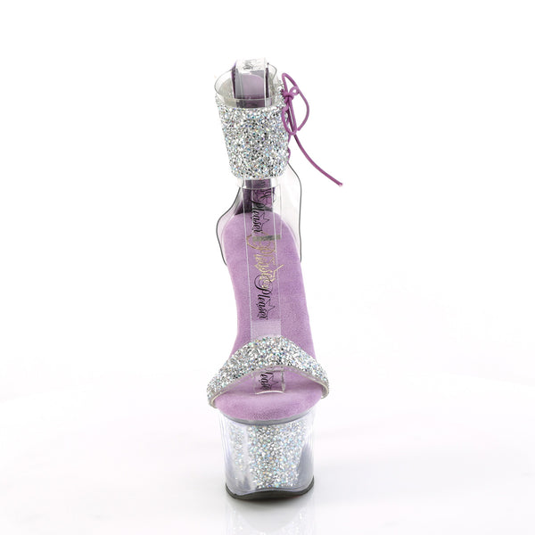SKY-327RSI - Plateau High Heel Sandaletten - Lila/Silber mit Strass von Pleaser – Ansicht 2