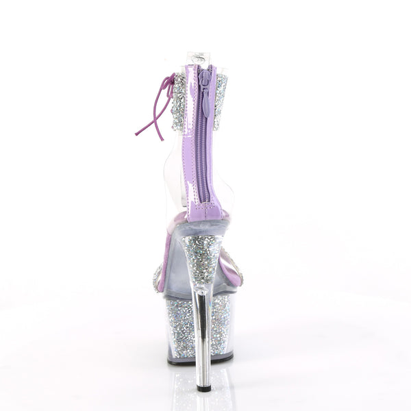 SKY-327RSI - Plateau High Heel Sandaletten - Lila/Silber mit Strass von Pleaser – Ansicht 4