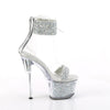 SKY-327RSI - Plateau High Heel Sandaletten - Silber/Transparent mit Strass von Pleaser – Ansicht 5
