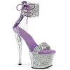 SKY-327RSI - Plateau High Heel Sandaletten - Lila/Silber mit Strass von Pleaser