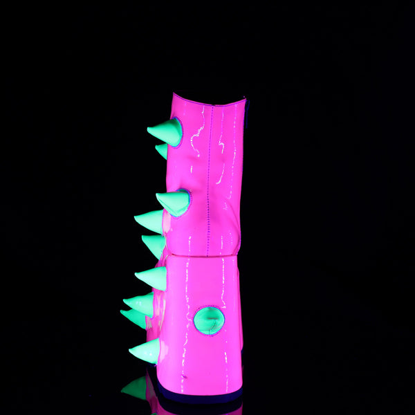 SLAY-77 Plateau Stiefeletten - Pink/Grün Neon von DemoniaCult – Ansicht 4