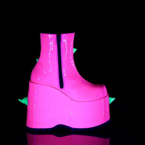 SLAY-77 Plateau Stiefeletten - Pink/Grün Neon von DemoniaCult – Ansicht 5