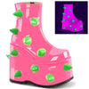 SLAY-77 Plateau Stiefeletten - Pink/Grün Neon von DemoniaCult