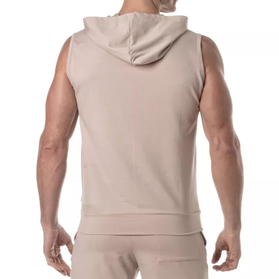 Ärmelloser Hoodie Beige - Atmungsaktives, antibakterielles Bamboo-Shirt | TOF Paris