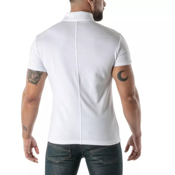 Weißes Premium Polo Shirt aus seidiger Baumwolle von TOF Paris – Ansicht 5