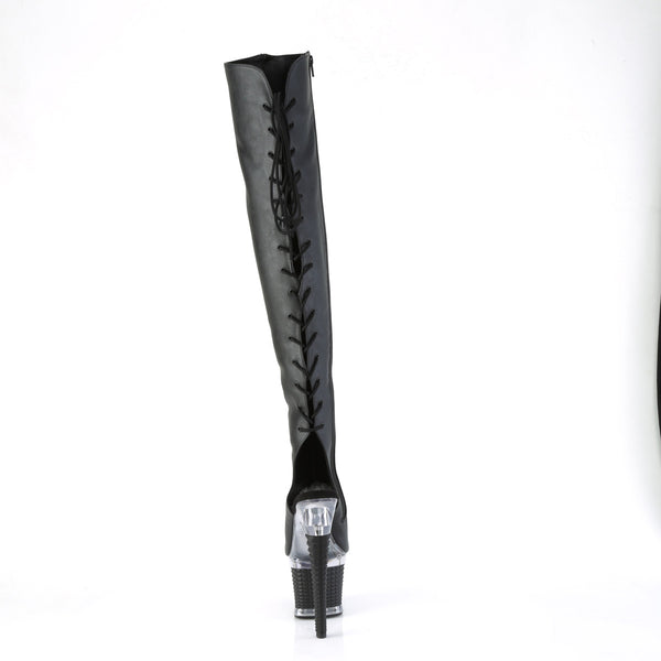 SPECTATOR-3019 Plateau Peeptoe Overknee Stiefel - Schwarz/Schwarz von Pleaser – Ansicht 4