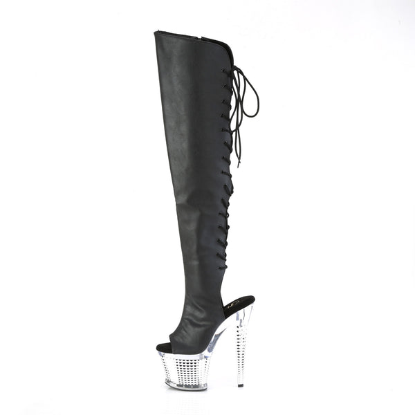 SPECTATOR-3019 Plateau Peeptoe Overknee Stiefel - Schwarz von Pleaser – Ansicht 3