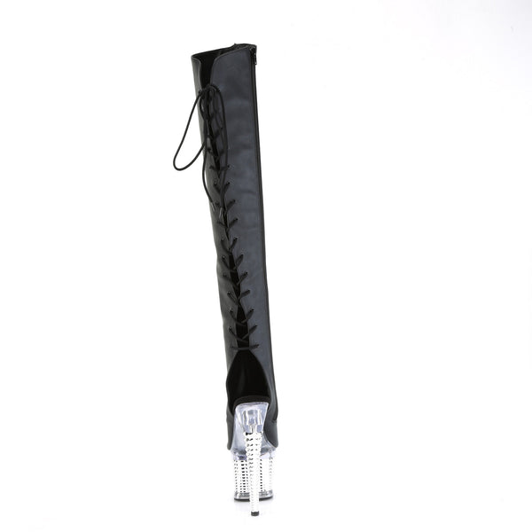 SPECTATOR-3019 Plateau Peeptoe Overknee Stiefel - Schwarz von Pleaser – Ansicht 4