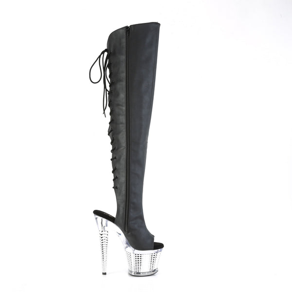 SPECTATOR-3019 Plateau Peeptoe Overknee Stiefel - Schwarz von Pleaser – Ansicht 5