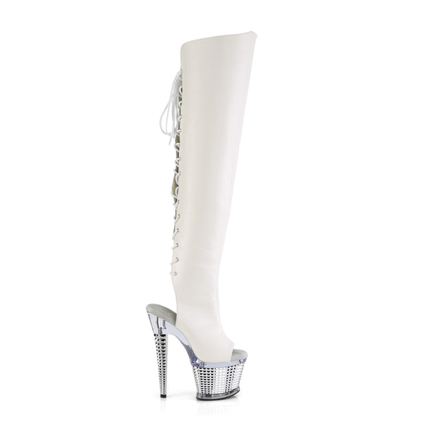 SPECTATOR-3019 Plateau Peeptoe Overknee Stiefel - Weiß von Pleaser – Ansicht 5