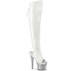 SPECTATOR-3019 Plateau Peeptoe Overknee Stiefel - Weiß von Pleaser