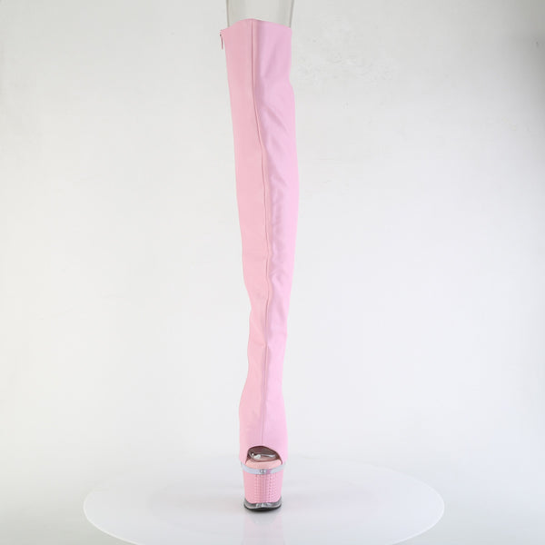 SPECTATOR-3030 Plateau Overknee Peeptoe Stiefel rosa silber von Pleaser – Ansicht 2