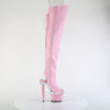 SPECTATOR-3030 Plateau Overknee Peeptoe Stiefel rosa silber von Pleaser – Ansicht 5