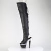 SPECTATOR-3030 Plateau Overknee Peeptoe Schnürr Stiefel schwarz silber von Pleaser – Ansicht 3