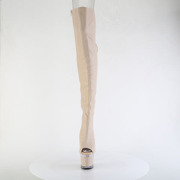 SPECTATOR-3030 Plateau Overknee Peeptoe Stiefel beige von Pleaser – Ansicht 2