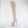 SPECTATOR-3030 Plateau Overknee Peeptoe Stiefel beige von Pleaser – Ansicht 3