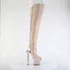 SPECTATOR-3030 Plateau Overknee Peeptoe Stiefel beige von Pleaser – Ansicht 5