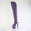 SPECTATOR-3030 Plateau Overknee Peeptoe Schnürr Stiefel violett Silber von Pleaser – Ansicht 3