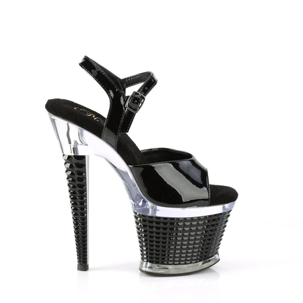 SPECTATOR-709 Plateau Sandaletten - Schwarz/Chrome von Pleaser – Ansicht 5