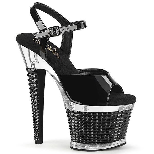 SPECTATOR-709 Plateau Sandaletten - Schwarz/Chrome von Pleaser