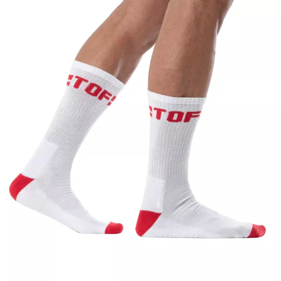 Herren Sportsocken - Komfortabel, stylisch & leistungsstark, Weiß-Rot | TOF Paris