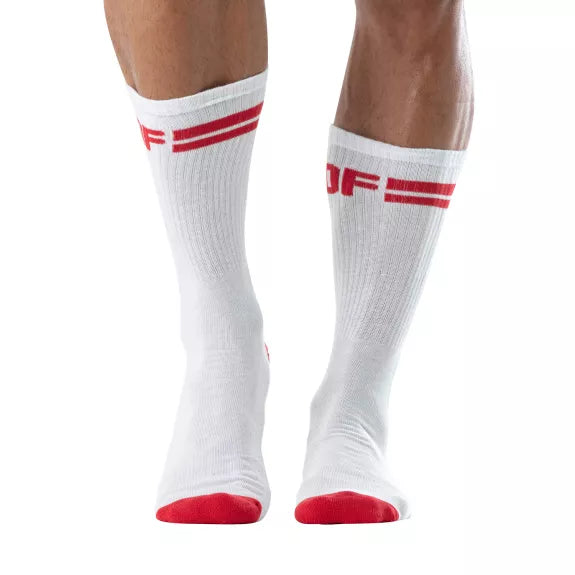 Herren Sportsocken - Komfortabel, stylisch & leistungsstark, Weiß-Rot | TOF Paris