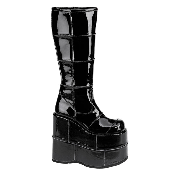 STACK-301 Plateau Stiefel - Lack Schwarz von DemoniaCult