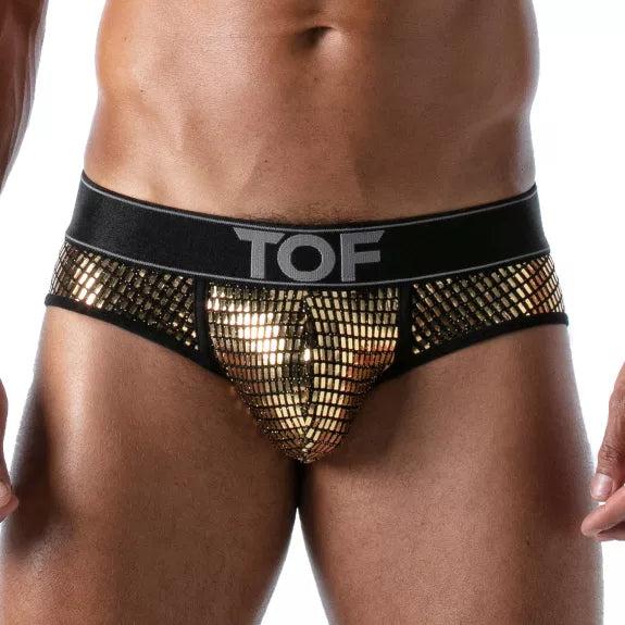 Slips mit Glitzereffekt & Jacquard-Bund - Gold | TOF Paris