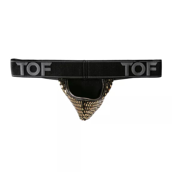 Stringless Thong mit Glitzer-Beutel & Push-up-Effekt - Gold | TOF Paris