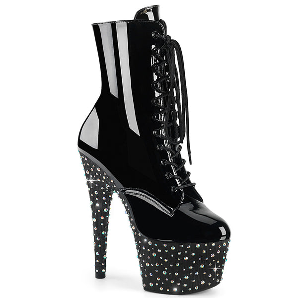 STARDANCE-1020 Plateau Stiefeletten Schwarz Lack von Pleaser