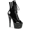 STARDANCE-1021 Plateau Stiefeletten Schwarz Lack Peeptoe von Pleaser