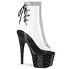 STARDUST-1018C-2RS Plateau Stiefeletten Schwarz/Transparent von Pleaser