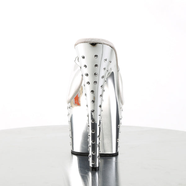 STARDUST-701 Plateau Pantoletten Silber Glitzer von Pleaser – Ansicht 4