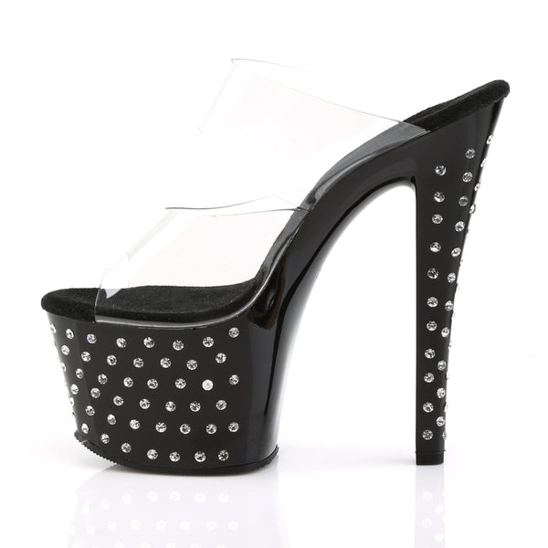 STARDUST-702 Plateau Pantoletten Schwarz/Transparent von Pleaser – Ansicht 3