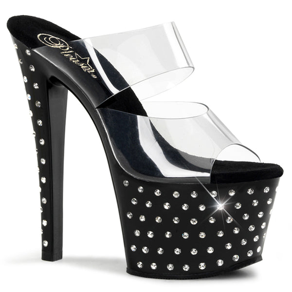 STARDUST-702 Plateau Pantoletten Schwarz/Transparent von Pleaser