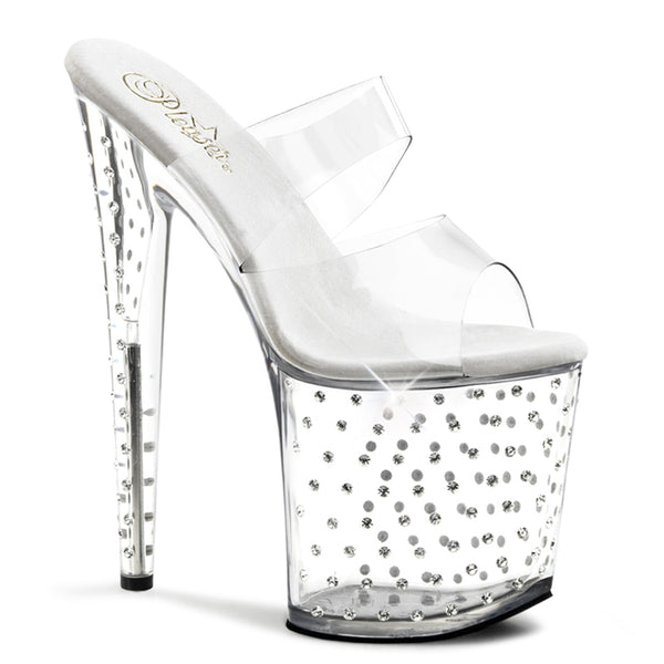 STARDUST-802 Plateau Pantoletten transparent von Pleaser