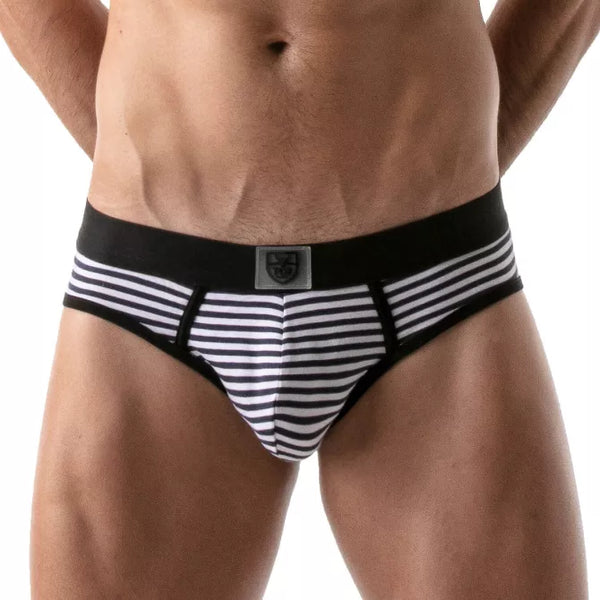 Gestreifter verführerischer Push up Slip mit offener Rückseite von TOF Paris